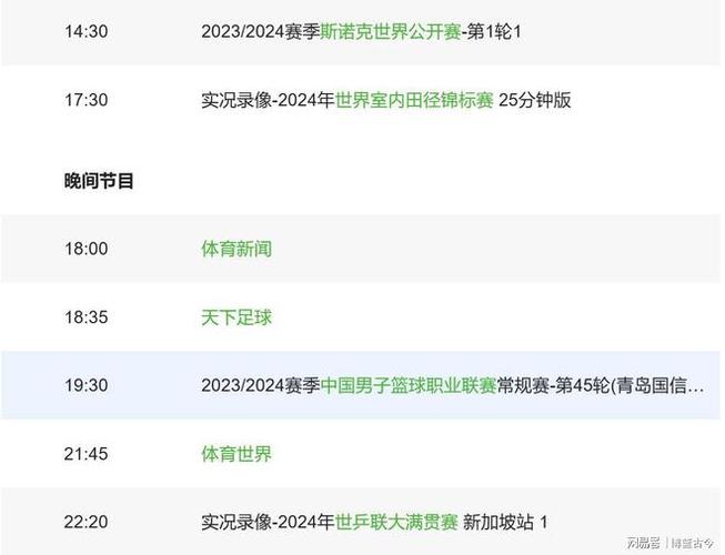 CCTV5明日节目安排